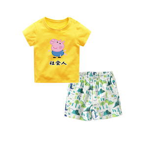 Vêtements d'été pour enfants en gros de Chine sur AliExpress : Ensemble T-shirt et short rayé pour enfants - Product Image 3