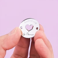 Étiquette en acrylique creuse en forme de cœur, faite à la main, pour pull tricoté ou sac, personnalisable avec texte gravé, accessoires de bijoux DIY