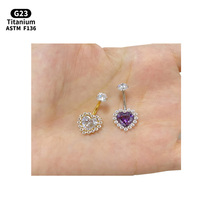 Getta ASTM-F136 Titanium Zircon Opal Nombril Body Jewelry Belly Button Rings for Wedding Engagement Party Gift