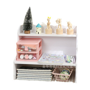 Double Layer Desktop <b>Storage</b> Rack With Drawers Multipurpose Organizer For Student Dorm Office Cosmetic <b>Storage</b> - Product Image 5