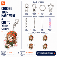 Porte-clés en acrylique Fille Anime 3mm, faible MOQ, prix usine, anneau métallique, revêtement époxy, impression UV, détails précis