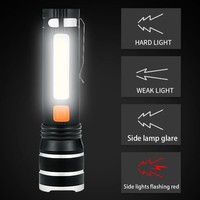 Lampe torche LED solaire rechargeable haute puissance, lampe torche télescopique à zoom, lampe de camping en plein air