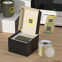 Impresora térmica impermeable personalizada, imprimible, oro, oro, plata, holográfica, precortada, etiquetas redondas, rollo de etiquetas adhesivas térmicas directas