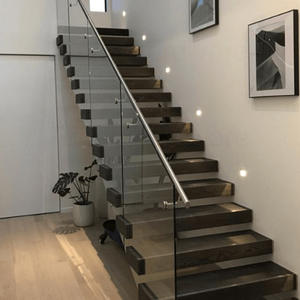Escaliers flottants en bois pour la maison, avec marches en verre - Product Image 6
