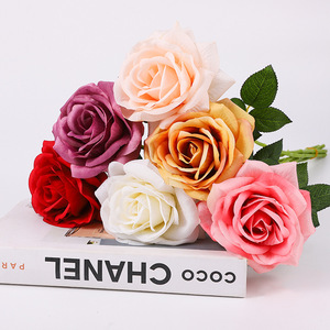 <b>Artificial</b> Rose Single <b>Stem</b> Silk Flower Handmade Wedding Home Decoration Multi Color Vase Arrangement - Product Image 2