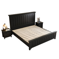 Lit simple et moderne en bois massif Options de rangement simple et double pour la chambre à coucher King et Queen de la maison Lit de mariage