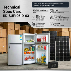 Réfrigérateur solaire Z 106L pour usage domestique avec alimentation sans électricité. 12V et 24V. Photovoltaïque extérieur à courant continu - Product Image 4