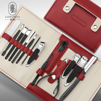 Longhui 19 en 1, coupe-ongles portable en acier inoxydable pour usage domestique, kit de manucure et pédicure, pinces à cuticules, pousse-cuticules avec sac