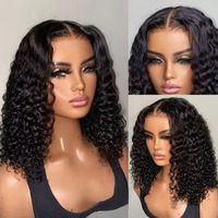 Perruque Bob Lace Front HD Transparente 13x4, Cheveux Humains Bouclés Profonds, Haute Densité, 8-16 pouces pour Femmes