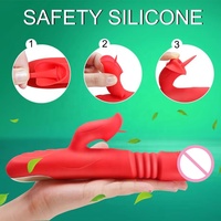Leckender Stoßender Dual-Vibrator Teleskopischer Vibrations-Wärme-Dildo Frauensextoys Heizender G-Punkt-Stab Vibratoren