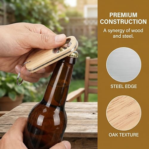 Décapsuleurs porte-clés en bois (lot de 50) - Combinaison bois et métal, supports vierges pour gravure laser - Product Image 3