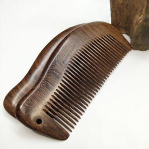 Peigne en bois de santal noir et or anti-statique en forme de dauphin, pour massage du cuir chevelu et des méridiens, portable, pour soins capillaires - Vente chaude - Product Image 1