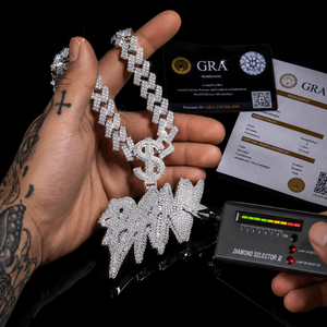 Set Collana e Ciondolo Lettera Personalizzato Hip Hop in Moissanite, <span class=keywords><strong>Argento</strong></span> <span class=keywords><strong>925</strong></span> VVS Iced Out, Charm Rapper con Moissanite - Product Image 6