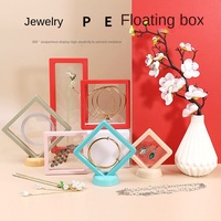 Boîte de rangement pour bijoux avec plateau flottant en film PE transparent, estampage à chaud doré imprimé, forme ronde/carrée, boîte de présentation pour ongles portable