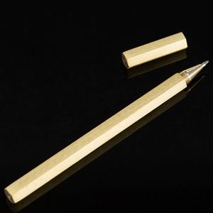 Customizable Brass Hexagon <b>Pen</b> - Premium Metal Business <b>Gift</b> with Logo Printing - Product Image 2