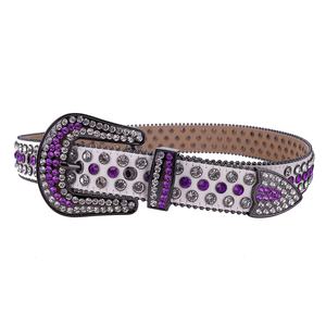 Cinturón Tengmei de Diamantes Morados para Hombre y Mujer, Cinturón de Cuero con Cambio de Color UV Morado, Cinturón de Moda con Pedrería, Correa de Cristal BB <span class=keywords><strong>Simon</strong></span> - Product Image 6
