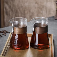 Carafe à café classique en verre borosilicate avec couvercle, style japonais, pour infusion manuelle, pot de partage à poignée suspendue, ensemble écologique