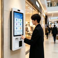 Kiosco de Pago POS para Interiores con Pantalla Táctil LCD 4K de 22 Pulgadas, Reconocimiento Facial, Diseño de Metal y Vidrio, Habilitado para SDK, Android 11, 128 GB