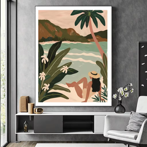 Toile murale décorative de portrait aquarelle abstraite moderne, écologique et luxueuse, avec cadre extérieur, pour chambre à coucher et salon <span class=keywords><strong>TOPART</strong></span> - Product Image 4