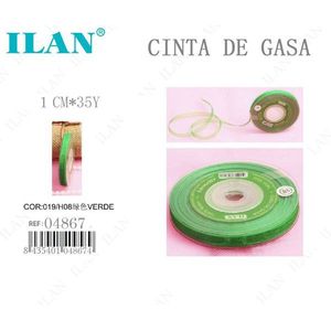 Nastro in garza Ilan 1 cm 35 Y verde per tessuto decorativo per la casa - Product Image 1