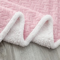Couverture en flanelle gaufrée en gros, motif géométrique et dessin animé, double couche, en peluche, pour canapé, lit, maison, toutes saisons, OEM, personnalisable, en vrac