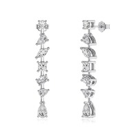 Dylam Top Fine Women Jewellery Boucles d'oreilles en argent sterling 925 5A Cubic Zirconia Shiny Tassel Multiple Stone Stud pour femmes