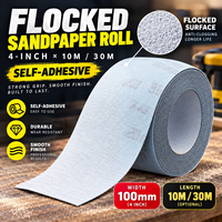 Rouleau de papier abrasif auto-adhésif détachable de 4 pouces, papier abrasif floqué blanc pour ponçage à sec des murs métalliques, 10M/30M