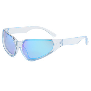 Xsy Lunettes de soleil de sport rouges à demi-cadre, verres miroir, protection UV400, design ovale pour hommes et femmes - Product Image 2