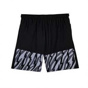 Pantalones Cortos Deportivos para Hombre 2026, Negros con Estampado Geométrico, de Secado Rápido, Cintura Elástica con Cordón, Tejido de Poliéster Transpirable - Product Image 1