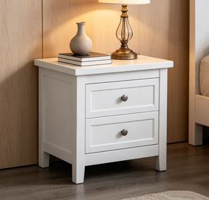 Premium Solid Wood 2 Drawer Nightstand, White Painted Storage Bedside Cabinet for Bedroom Home Furniture <b>Night</b> <b>Stand</b> - Product Image 3