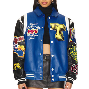 Latest Fashionable Hot Sale <b>Women</b> Baseball Varsity <b>Jacket</b> Stand Printed Canvas Winter Breathable <b>Lightweight</b> OEM Service - Product Image 1