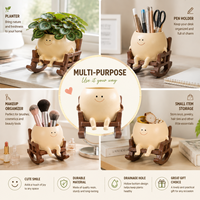 Nouveau pot de fleurs en résine avec personnage de dessin animé mignon, décoration de bureau, pot de fleurs pour plantes succulentes