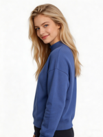 Haut décontracté tendance pour femme, col montant, coupe ample, en coton