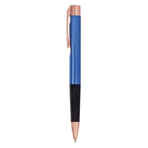 Stylo bille promotionnel ROSE GO en satin bleu clair poli, corps en laiton et acier de 0,7 mm avec logo personnalisé, stylo bille fantaisie - Product Image 2