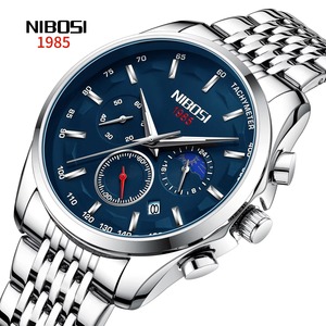 Montre-bracelet analogique à quartz de luxe pour homme Drioshipping, classique, en acier inoxydable noir, résistante à l'eau 100M, montre de mode - Product Image 4