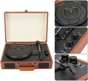 Tocadiscos de Vinilo Semiautomático de 3 Velocidades con Caja de Cuero Estilo Caja de Música - Product Image 2