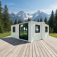 Maison conteneur de luxe extensible à double aile, maison modulaire moderne préfabriquée avec cuisine et salle de bain complètes