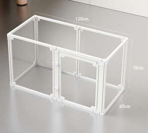 Clôture de sécurité transparente panoramique pour animaux de compagnie de petite taille, 120 cm, en plastique, motif de tente, bouton pour une utilisation en intérieur - Product Image 4