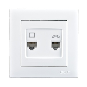 Direct deal 1-gang 4-core telephone 1 gang 8 core data socket chint eu double wall plug socket