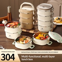 Boîte à lunch isotherme à double étage en acier inoxydable 316 avec compartiments, compatible micro-ondes, capacité 1-3L, design moderne et simple