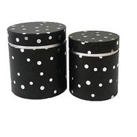 Vente en gros de boîte-cadeau fleur 2 pièces en feuille d'argent à pois de forme ronde pour la Saint-Valentin boîte à fleurs boîte à seau