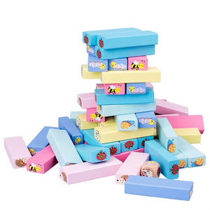 Juego de bloques de construcción de torre de madera Jumbo de colores OEM al por mayor juego de dominó juego de torre de juguete clásico de madera - Product Image 5