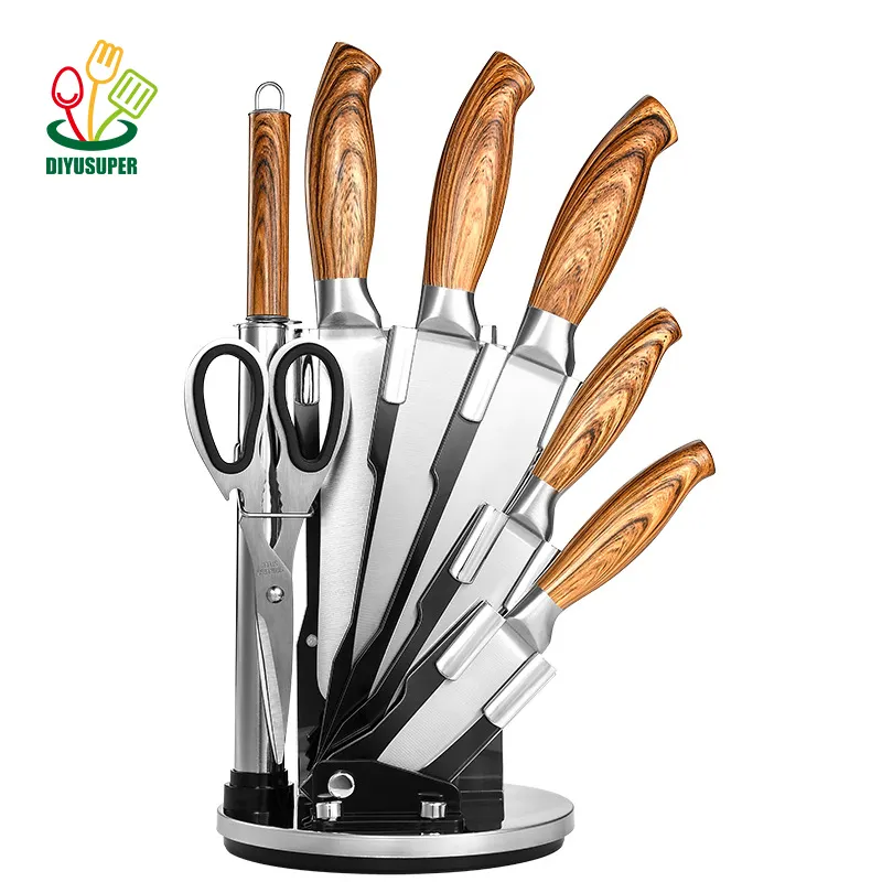 Kitchen Collection 8pcs Chef Slicer Kitchen Knife Set With Knife Holder Block