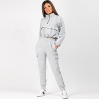 PIHA SPORTS Survêtement de course décontracté en polaire pour femme, en polyester/coton, personnalisable, comprenant un sweat à capuche et un pantalon de sport 2-en-1