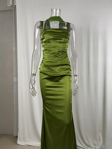 Abito elegante Sexy aderente <span class=keywords><strong>da</strong></span> donna in raso di seta di alta qualità con scollo basso senza maniche senza schienale regolabile per occasioni formali - Product Image 6