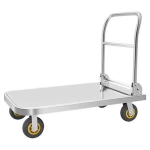 Chariot à plat pliable en acier inoxydable 201 chariot de livraison poussé à la main avec taille personnalisable et roues pour hôtels restaurants - Product Image 1