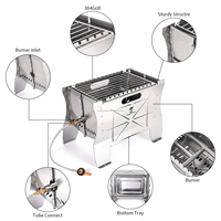 Brasero à gaz portable pliable pour table, foyer extérieur pour camping, barbecue, foyer à bois, brasero en acier inoxydable au propane