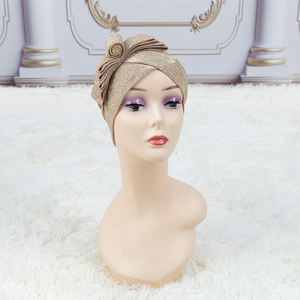 African Summer Turban Cap Glänzende Frauen hüte mit Big Drill <span class=keywords><strong>Nigerian</strong></span> Turban Gele - Product Image 2