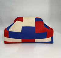 Nouveau sac à main tricoté à rayures, pochette nuage, sac de voyage portable, sacs Mahjong, grande capacité, rangement pour produits de soin, sac cosmétique type dumpling