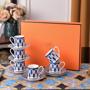 Turkiye Luxury 6-Cup and Saucer <b>Set</b> Concentrated Bone China Ceramic Collection - Product Image 2
